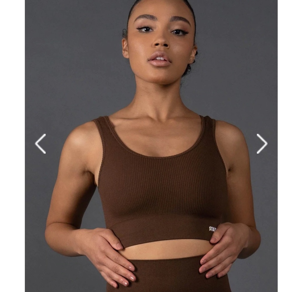 STAX. PREMIUM SEAMLESS V5.1 (FAVOURITES) LOW BACK CROP LOUNGE - BARK (DARK BROWN